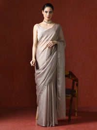 Solid Saree with Blouse Piece in brown