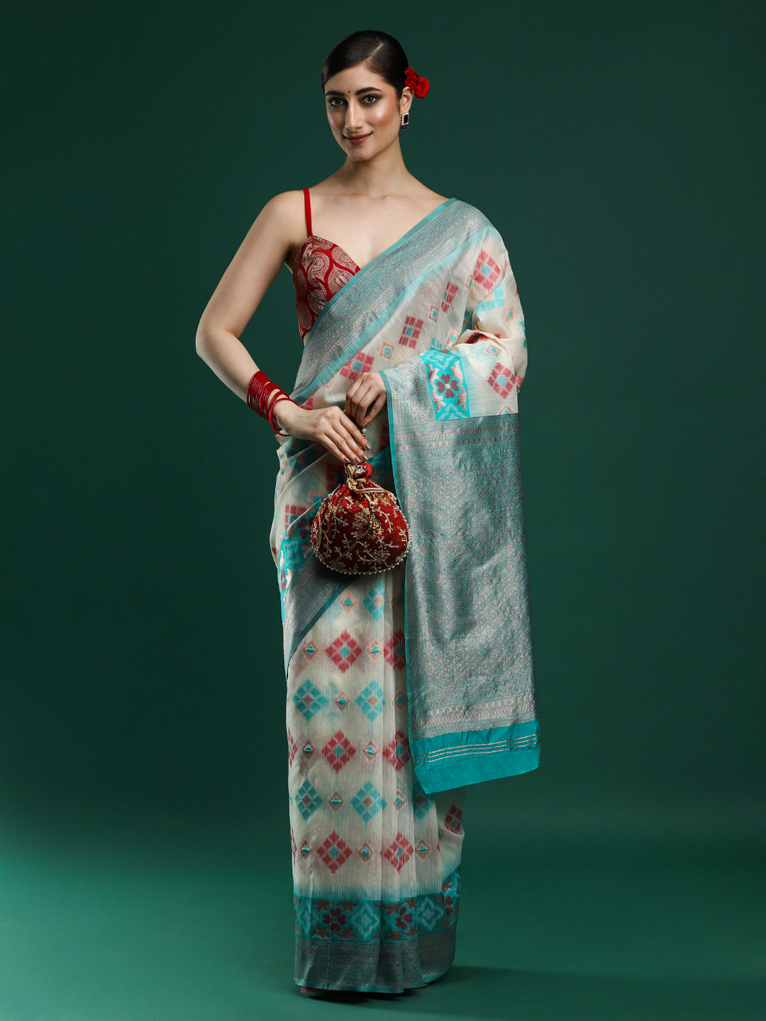 Woven Design Chanderi Cotton Saree in Light Grey