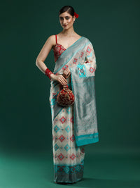 Woven Design Chanderi Cotton Saree in Light Grey