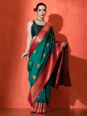 Classic Silk In Dark Green - Saree by Sarha