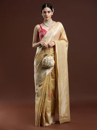 Woven Design Chanderi Cotton Saree in Beige