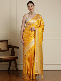 Banarasi Ethnic Motifs Woven Design Saree With Blouse in Yellow