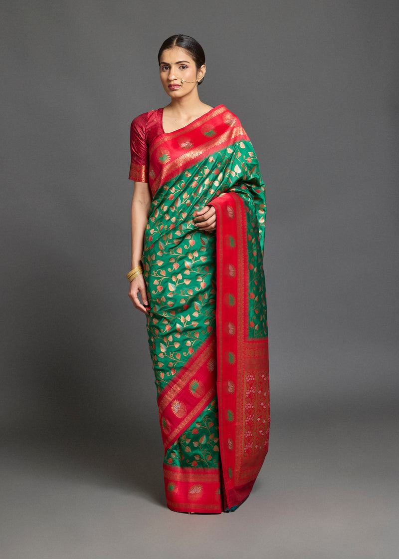 Ishara Silk Saree Dark Green