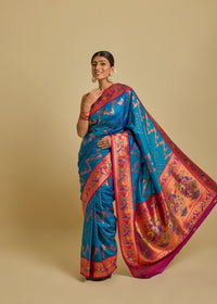 Nirali Silk Saree Peacock Blue