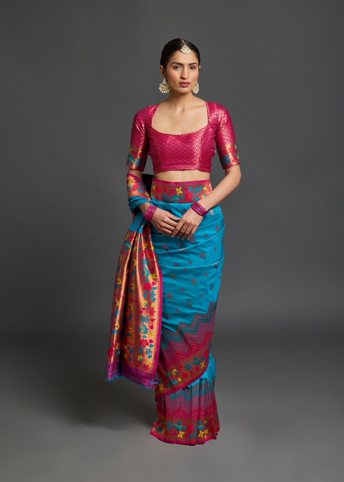 Abhitha Silk Firozi Blue