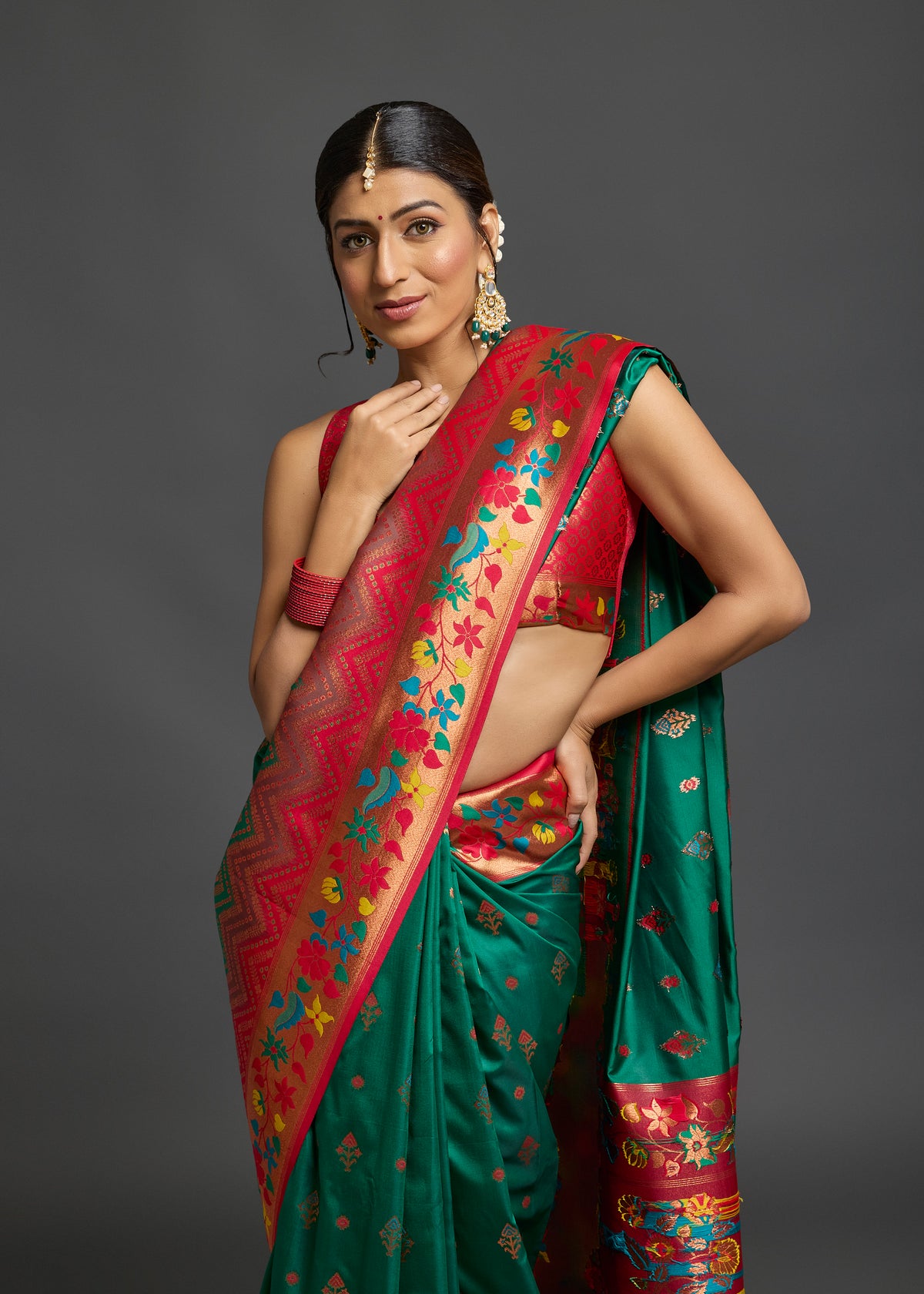 Abhitha Silk Saree Dark Green