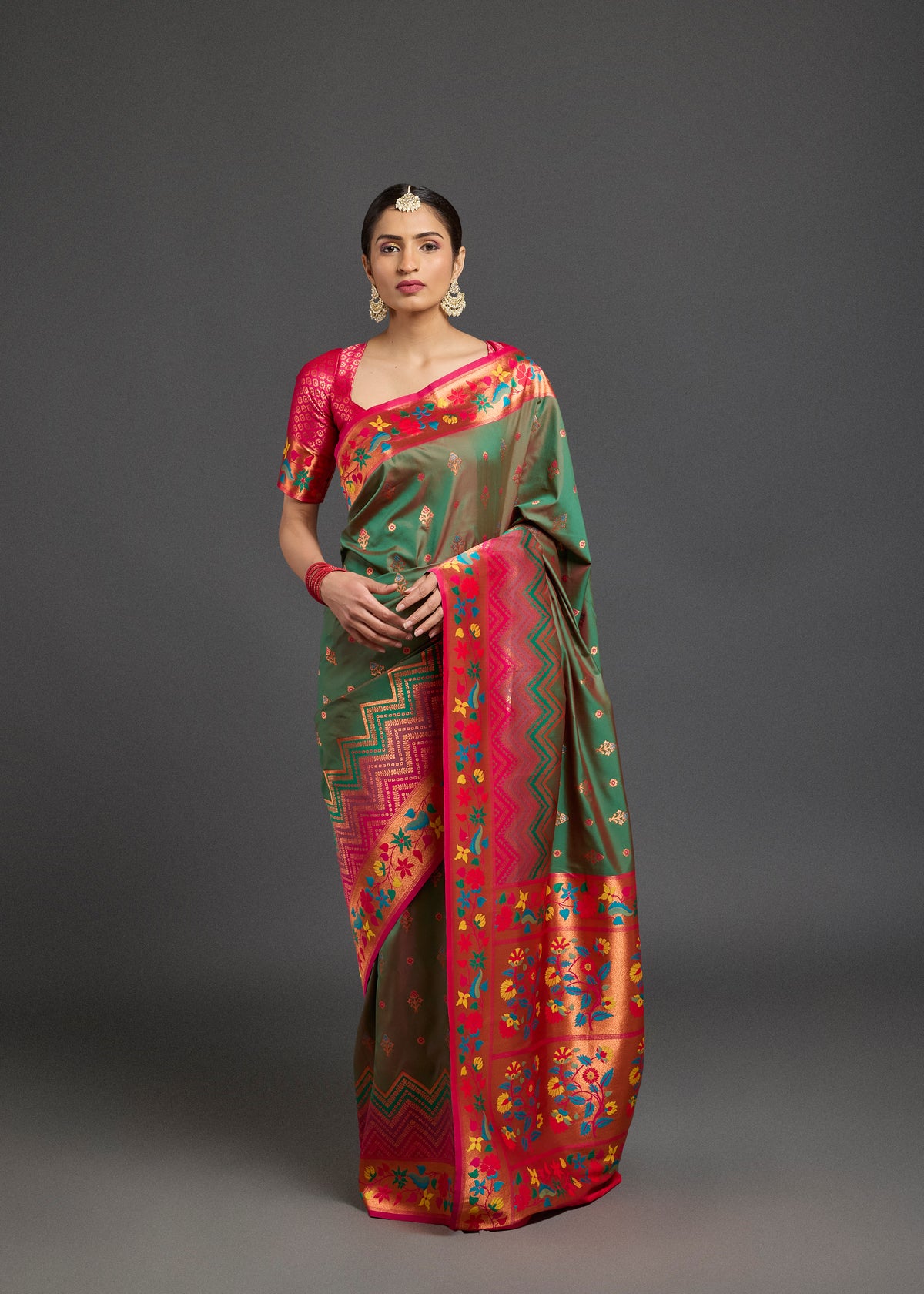 Abhitha Silk Saree Olive Green