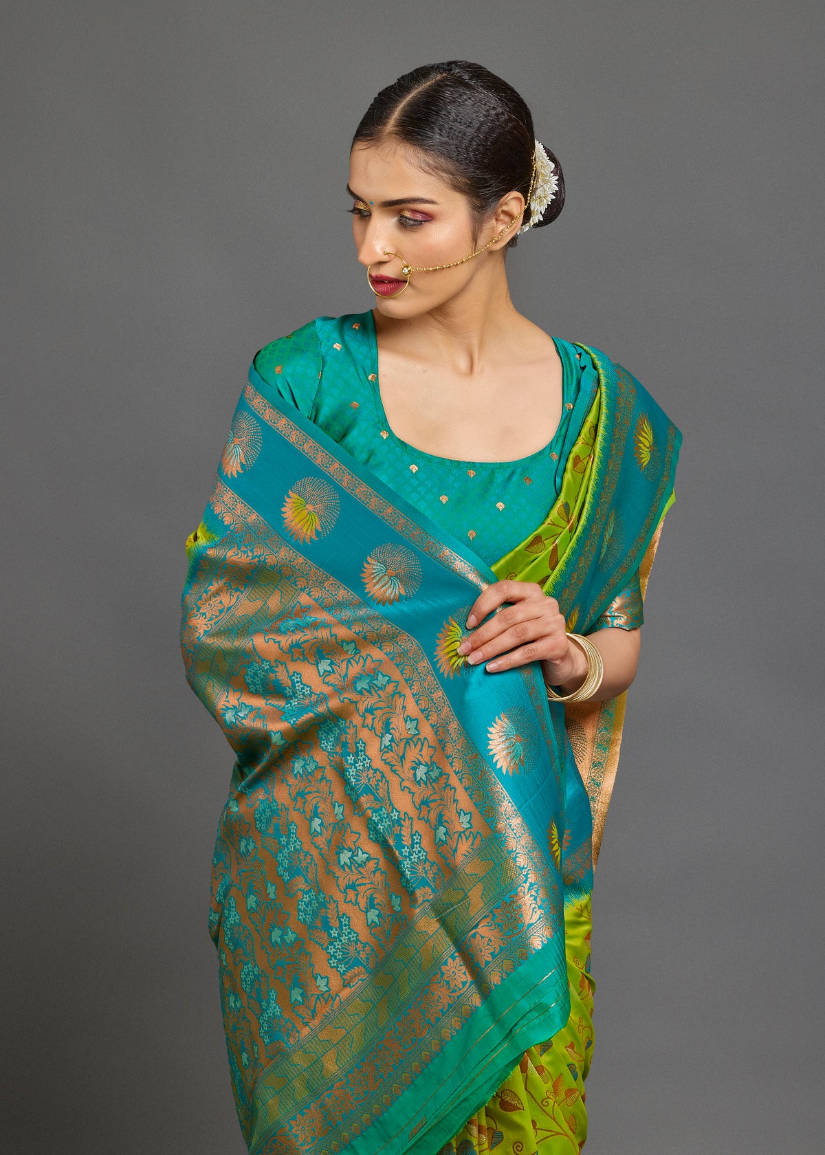 Ishara Silk Saree Lime Green