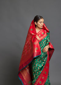 Ishara Silk Saree Dark Green