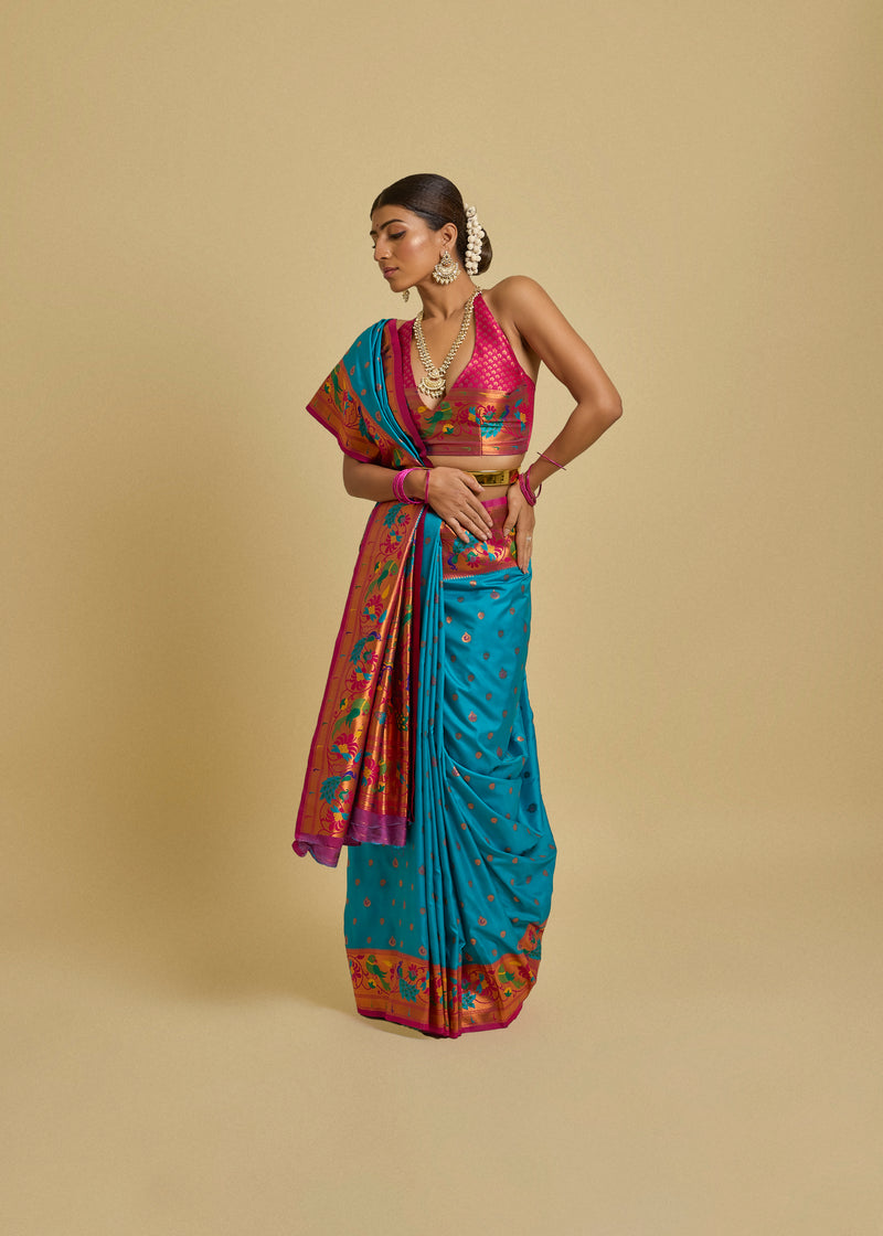 Vishika Silk Saree Firozi Blue