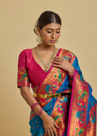 Vishika Silk Saree Peacock Blue