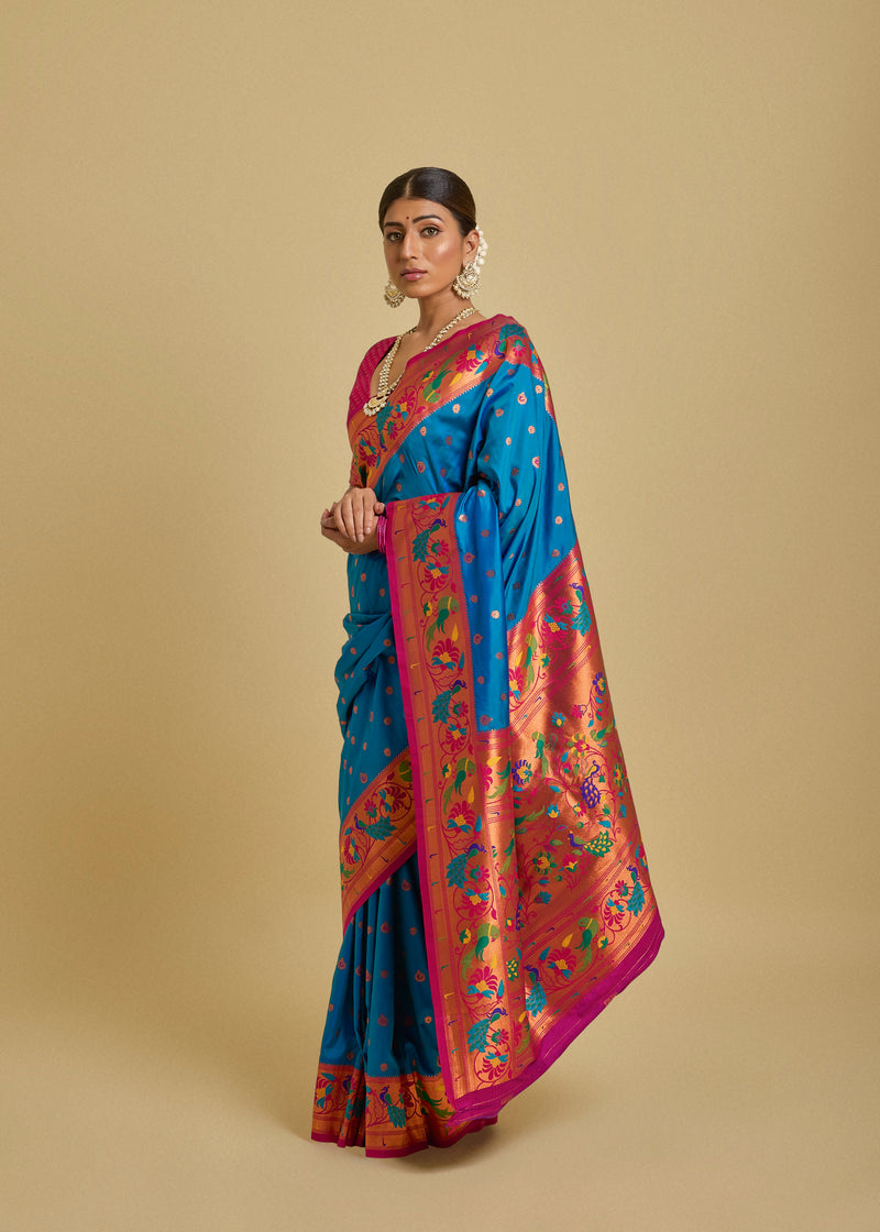 Vishika Silk Saree Peacock Blue
