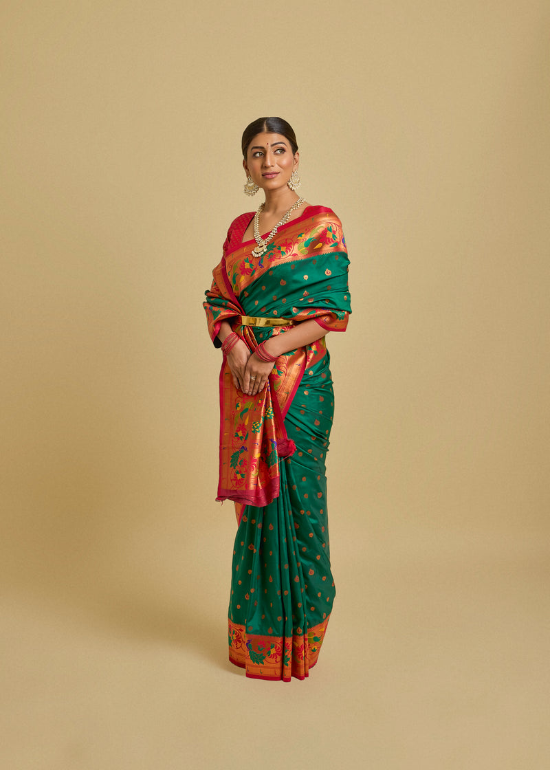 Vishika Silk Saree Dark Green