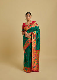 Vishika Silk Saree Dark Green