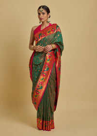 Vishika Silk Saree Olive Green