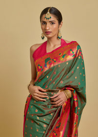 Vishika Silk Saree Olive Green