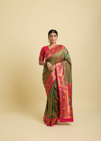 Nirali Silk Saree Olive Green