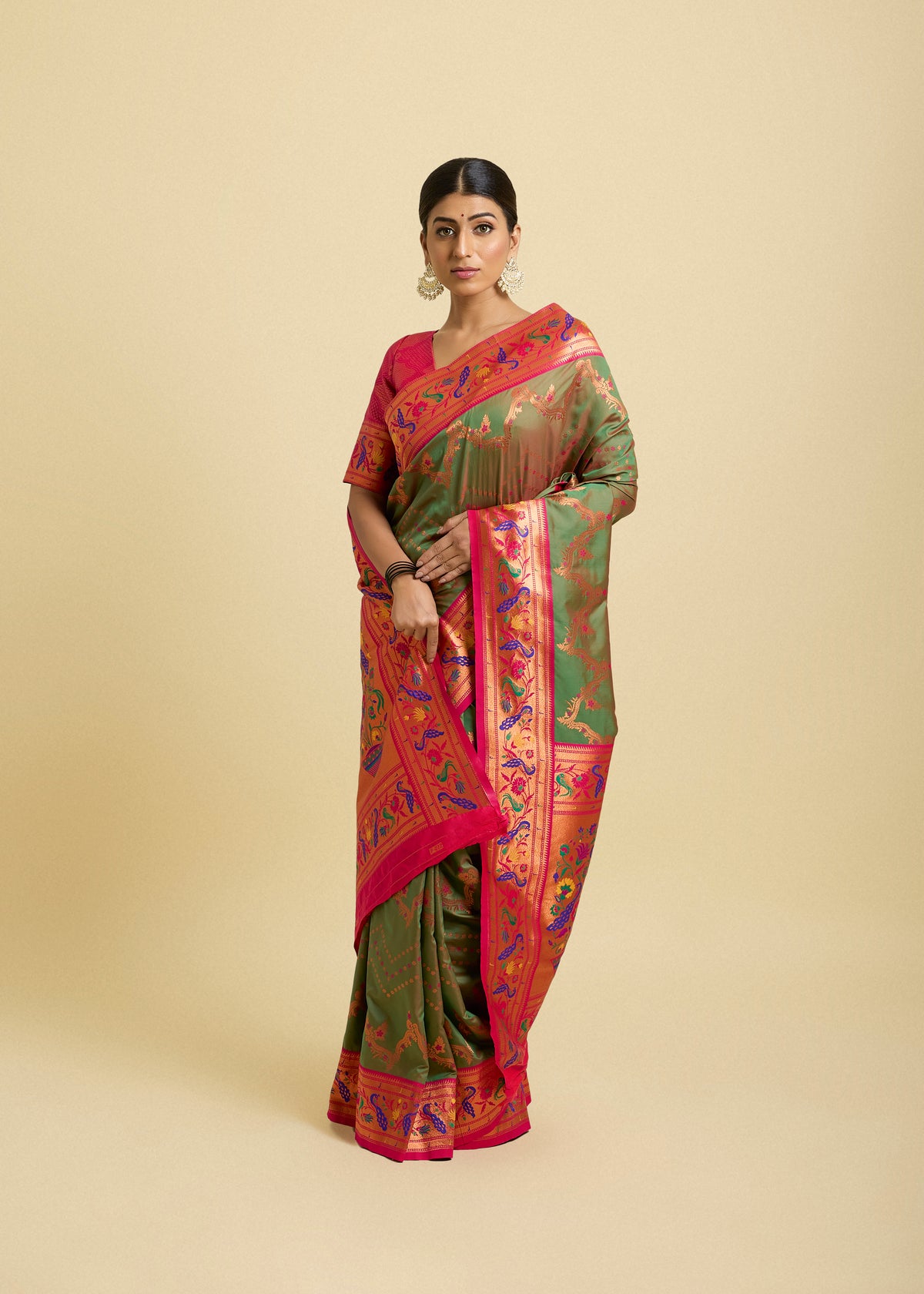 Nirali Silk Saree Olive Green