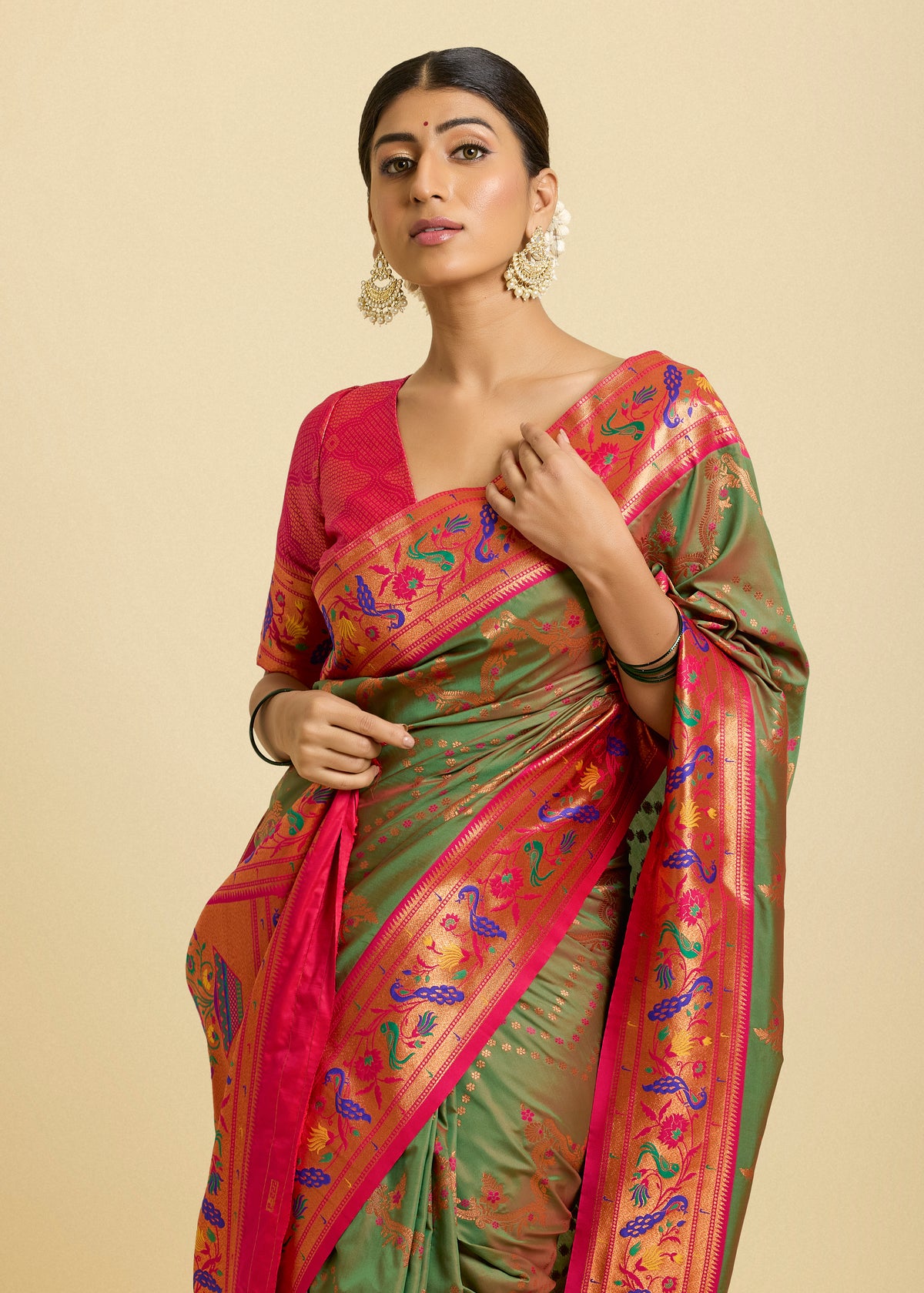 Nirali Silk Saree Olive Green