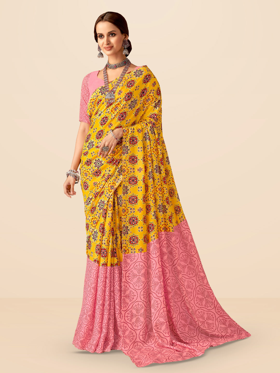 Vibrant Bandhej in Mustard Yellow