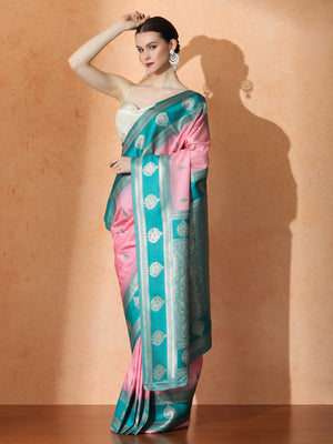 Ivory Silk in Pink - Saree by Sarha