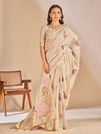 Leela Cotton In Beige With Brown Motifs