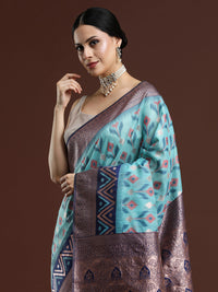 Woven Design Chanderi Cotton Saree in Blue