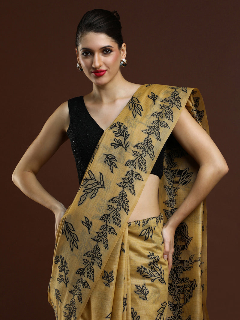 Sarha Woven Design Zari Chanderi Saree in Beige
