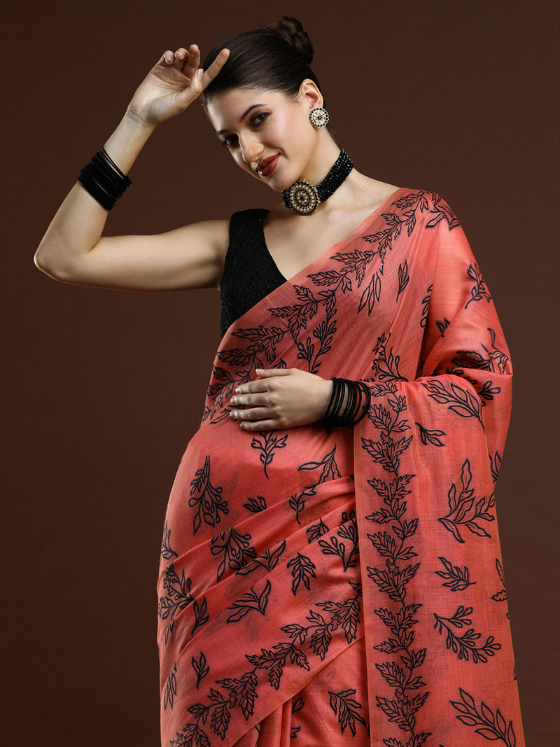 Sarha Woven Design Chanderi Saree in Pink