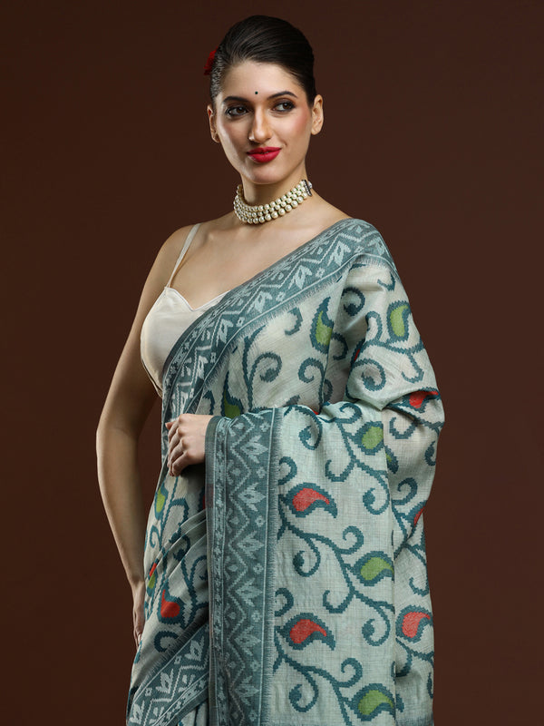 Sarha Woven Design Zari Chanderi Saree in Light Blue