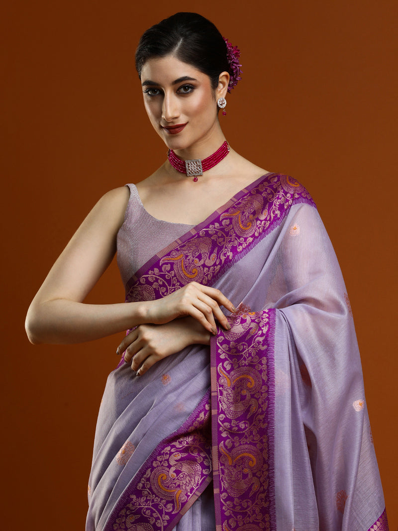 Sarha Woven Design Zari Banarasi Saree in Lavender