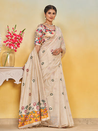 Sundari Cotton in Beige with Yellow Motifs