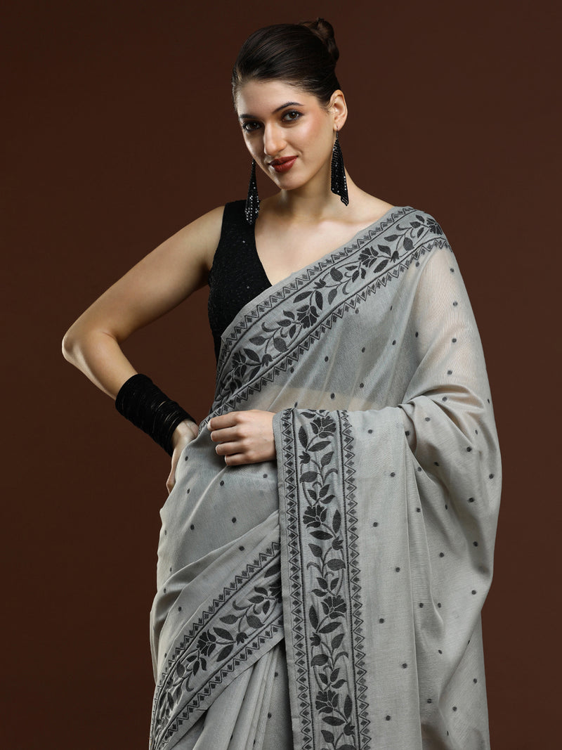 Sarha Woven Design Banarasi Saree in Grey