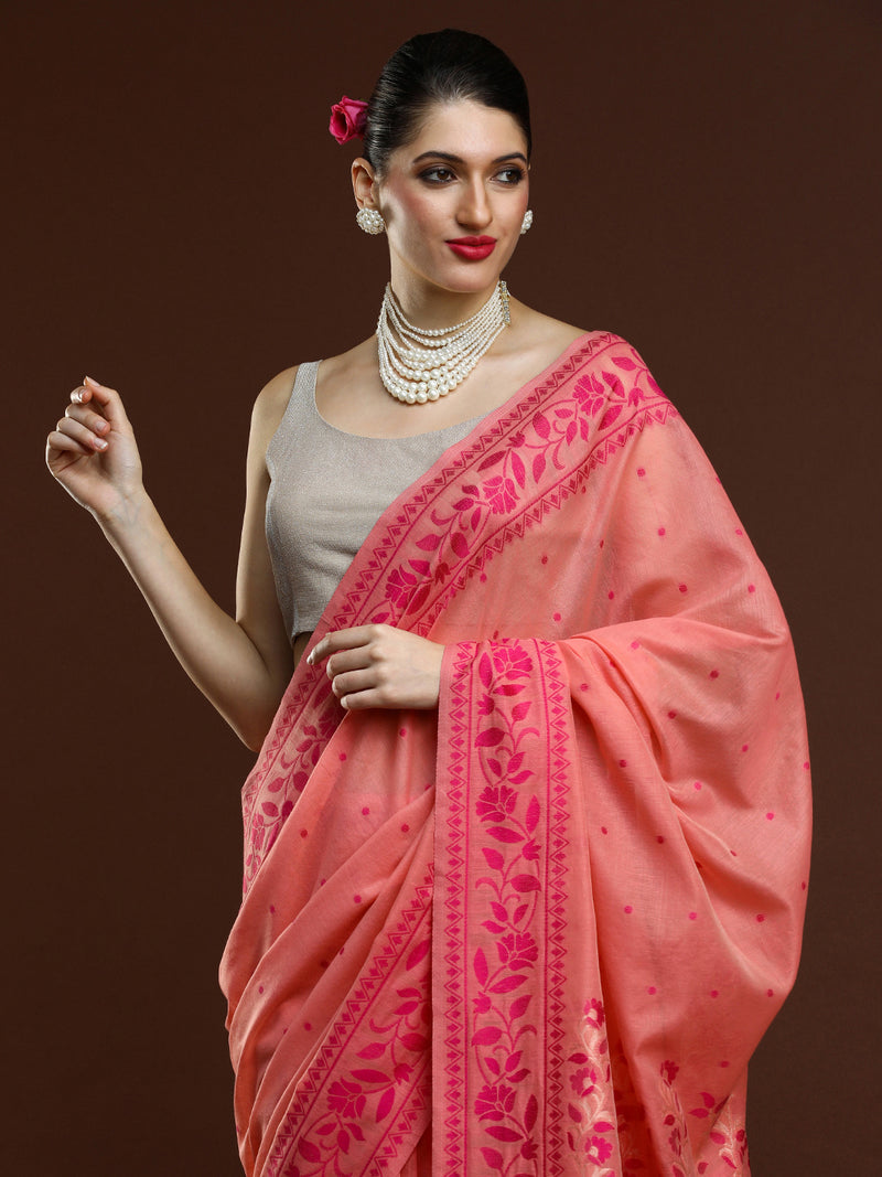 Sarha Woven Design Zari Banarasi Saree in Pink