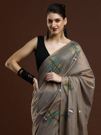Sarha Ethnic Motif Woven Design Zari Muga Saree in Grey