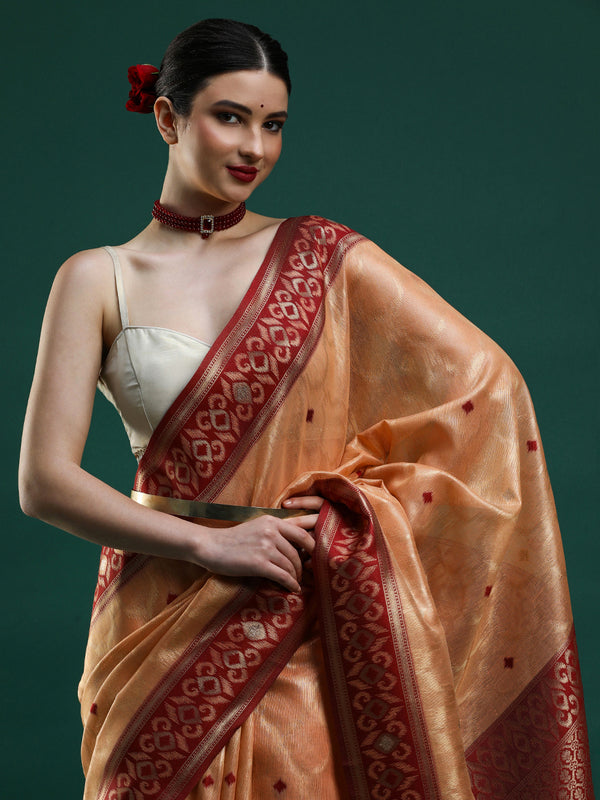 Sarha Woven Design Zari Banarasi Saree in Orange
