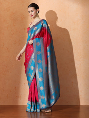 Ivory Silk in Red - Saree by Sarha