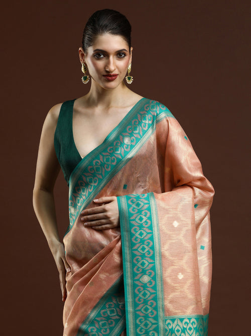 Sarha Woven Design Zari Banarasi Saree in Pink