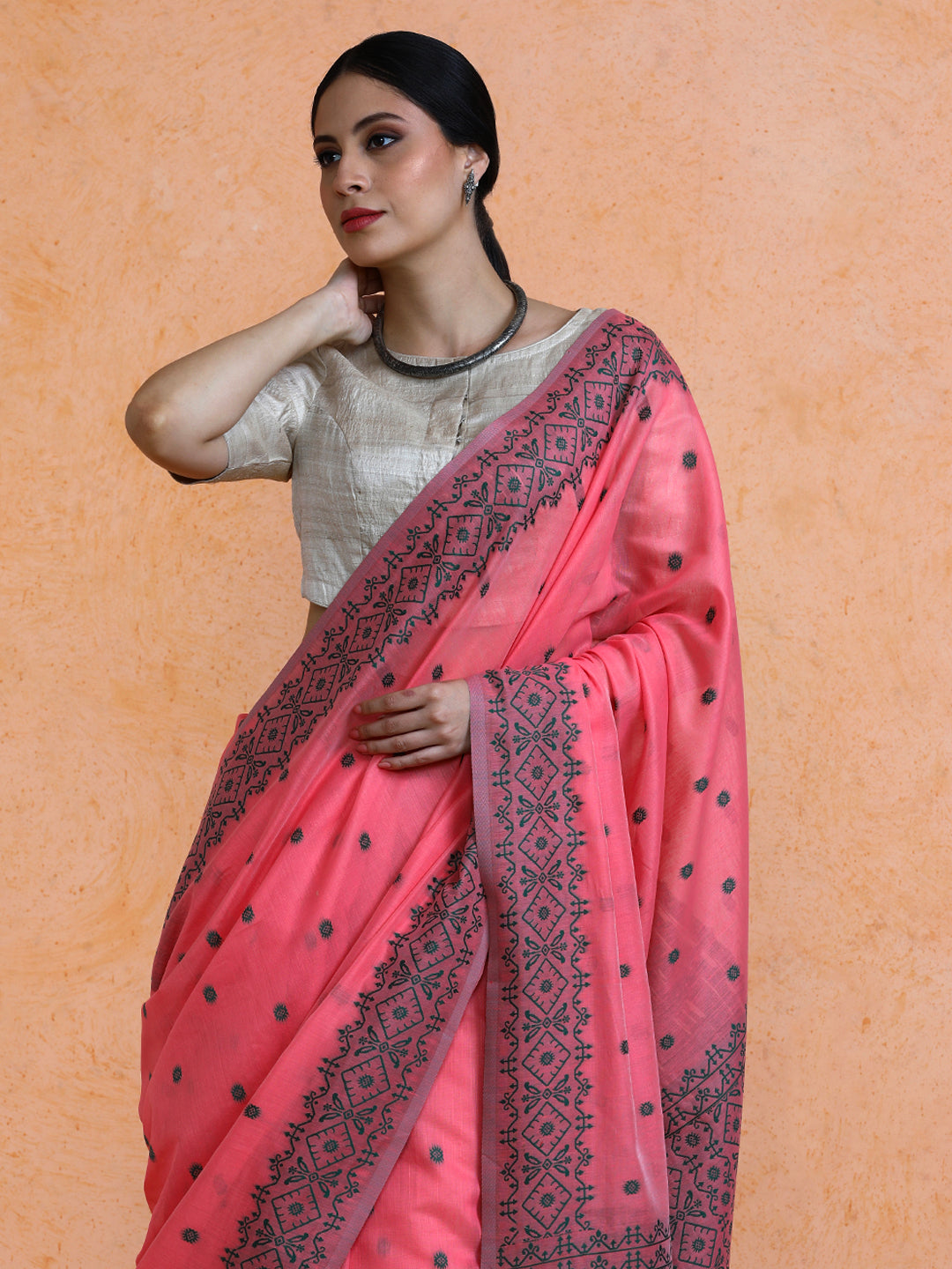 Dhrisha Cotton in Coral Pink