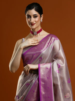 Sarha Woven Design Zari Banarasi Saree in Lavender