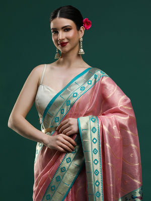 Sarha Woven Design Zari Banarasi Saree in Pink