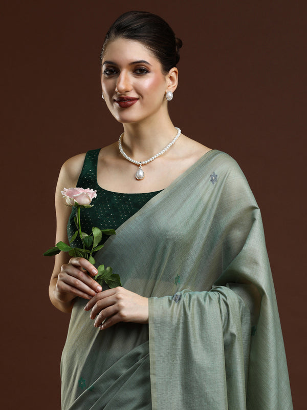 Sarha Woven Design Zari Muga Saree in Green