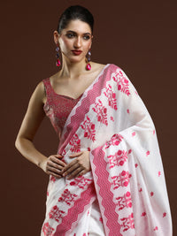Sarha Woven Design Zari Chanderi Saree in Pink