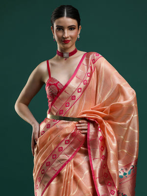 Sarha Woven Design Zari Banarasi Saree in Orange