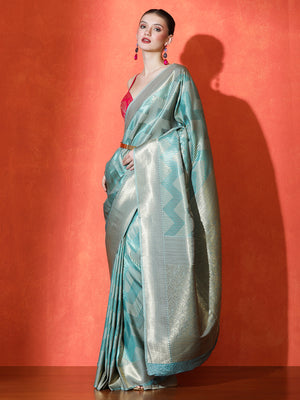 Suvarna Silk in Pista Green - Saree by Sarha