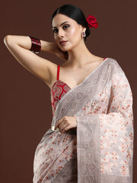 Woven Design Chanderi Cotton Saree in Light Pink