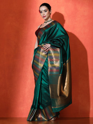 Aakshi Silk In Dark Green - Saree by Sarha
