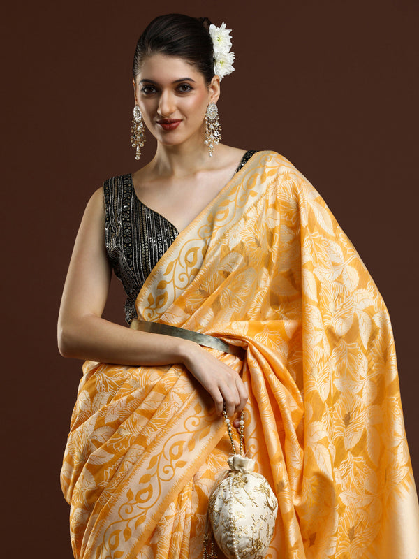 Sarha Woven Design Zari Chanderi Saree in Yellow
