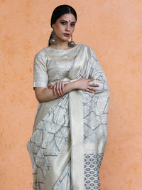 Devi Cotton in Beige with Black Motifs