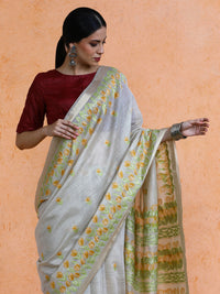 Aranya Cotton in Beige with Yellow Motifs